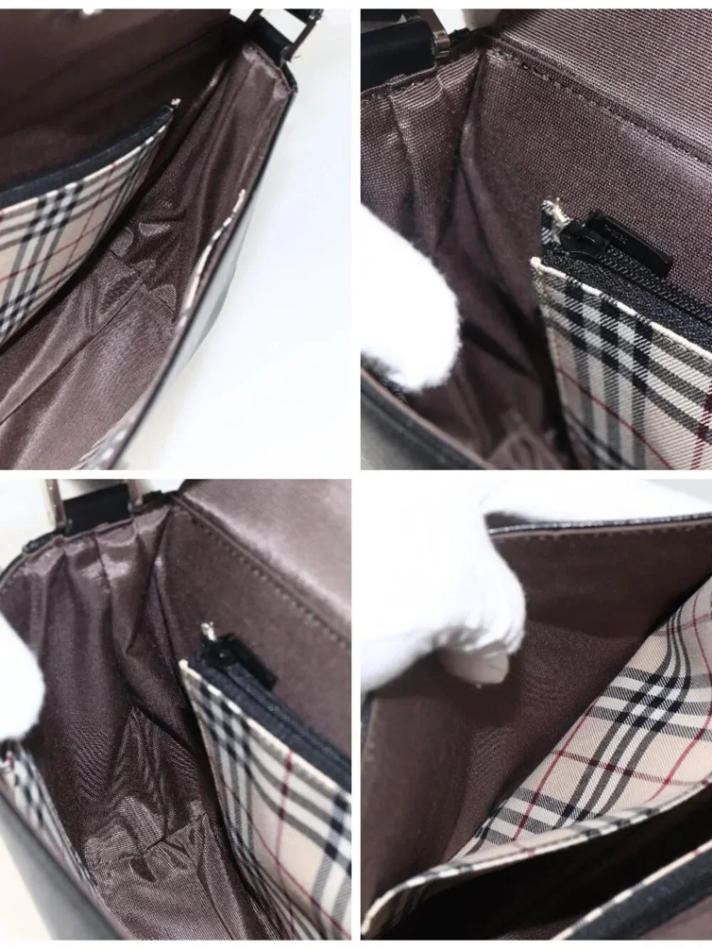 BURBERRY Shoulder Bag Leather Black Silver Auth ep13804 - Picture 15 of 16